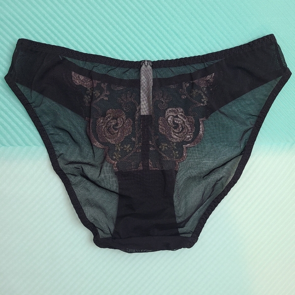 VTG Gilligan & O'Malley Pretty Mesh Embroidered Bikini Panty Size Sm - Picture 3 of 6